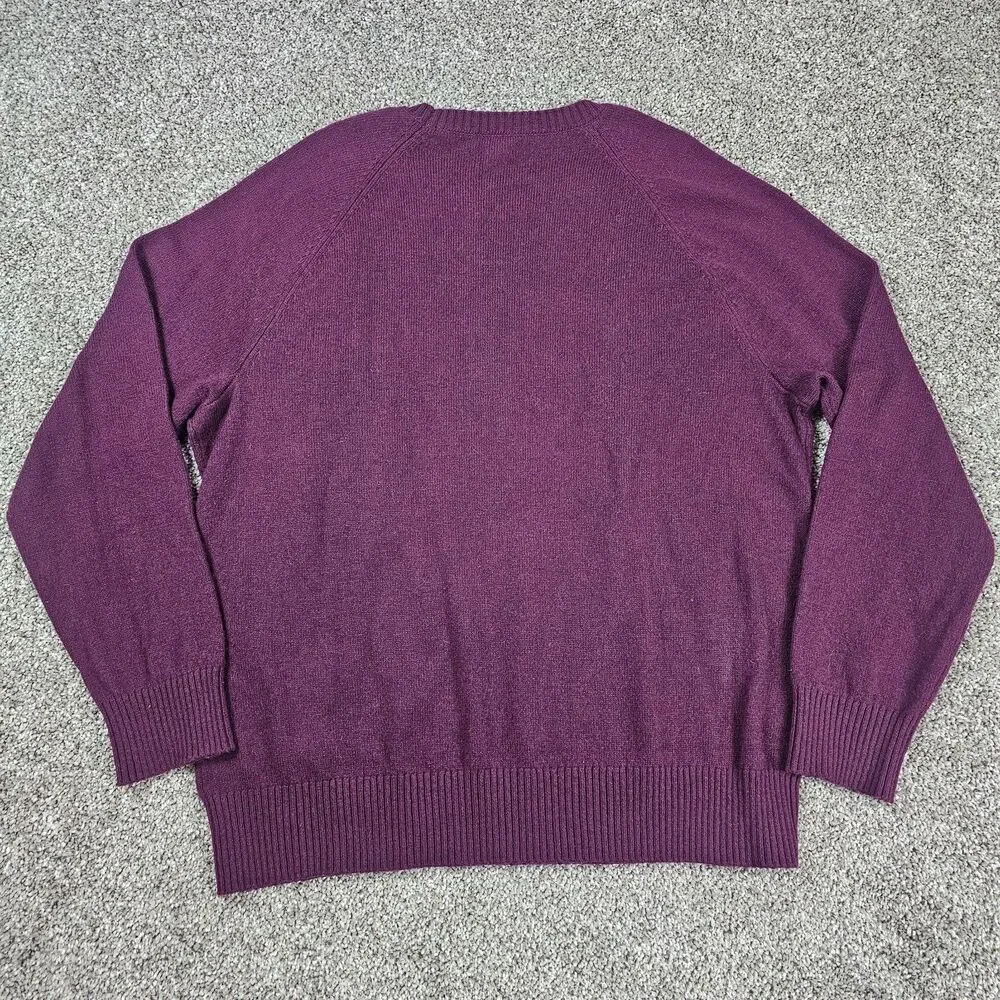 J Crew Sweater Mens XL Purple Wool Blend Crewneck Pullover Raglan Preppy